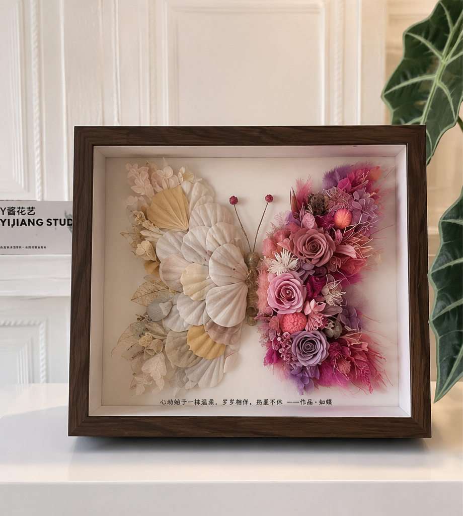 Custom Preserved Flower Butterfly Frame – Handmade Botanical Art Gift