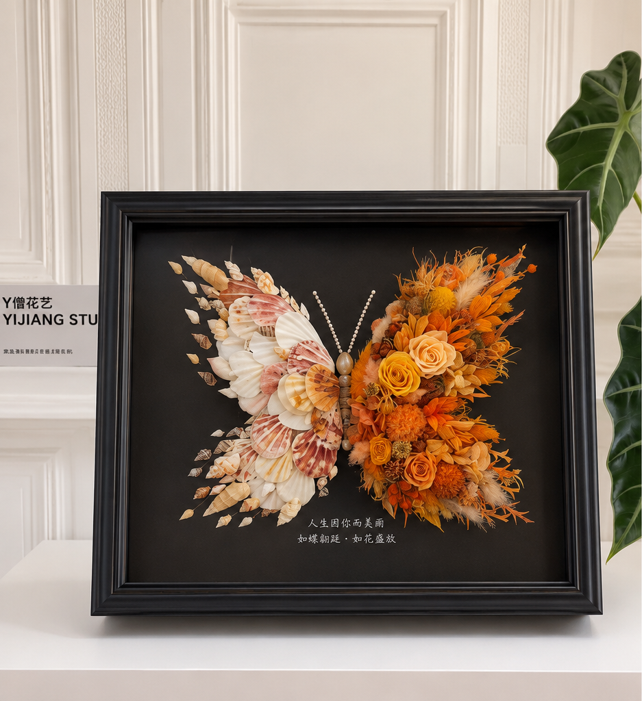 Custom Preserved Flower Butterfly Frame – Handmade Botanical Art Gift