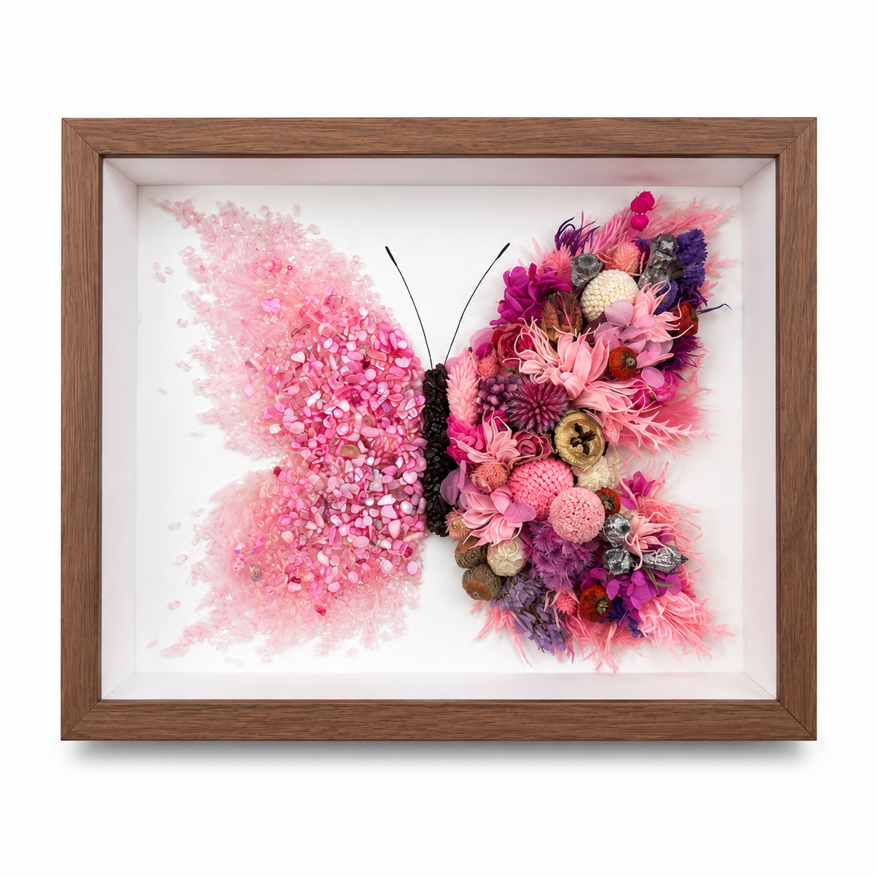 Custom Preserved Flower Butterfly Frame – Handmade Botanical Art Gift