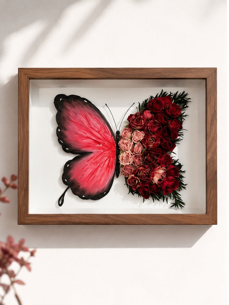 Custom Preserved Flower Butterfly Frame – Handmade Botanical Art Gift