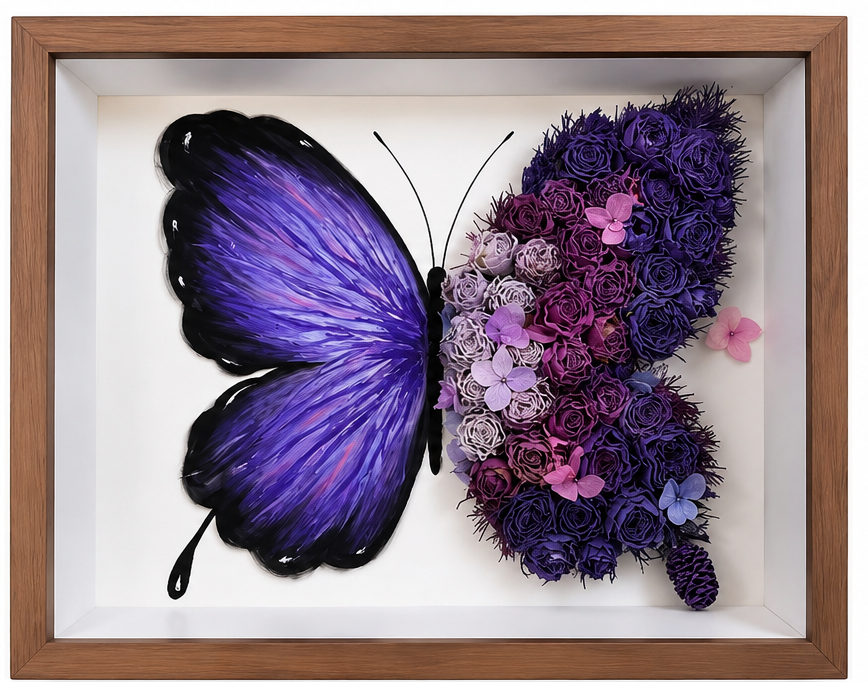 Custom Preserved Flower Butterfly Frame – Handmade Botanical Art Gift