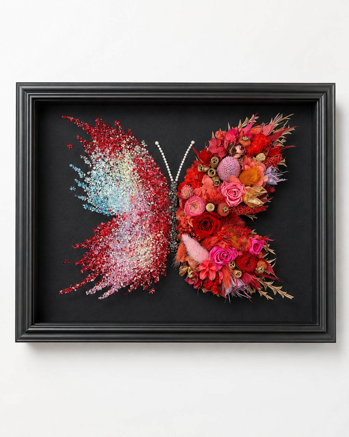 Custom Preserved Flower Butterfly Frame – Handmade Botanical Art Gift